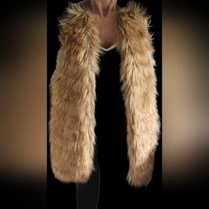 Chico's Faux Fur, Rich Brown Knit Sweater, 3 Hooks/Eye Closure